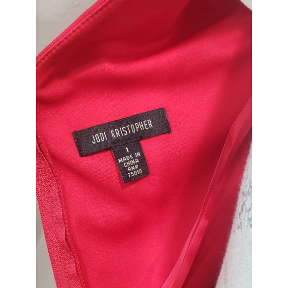 Jodi Kristopher Sexy Exposed Shoulder Low V Cut True Red Flare Swing Dress - Picture 4 of 8